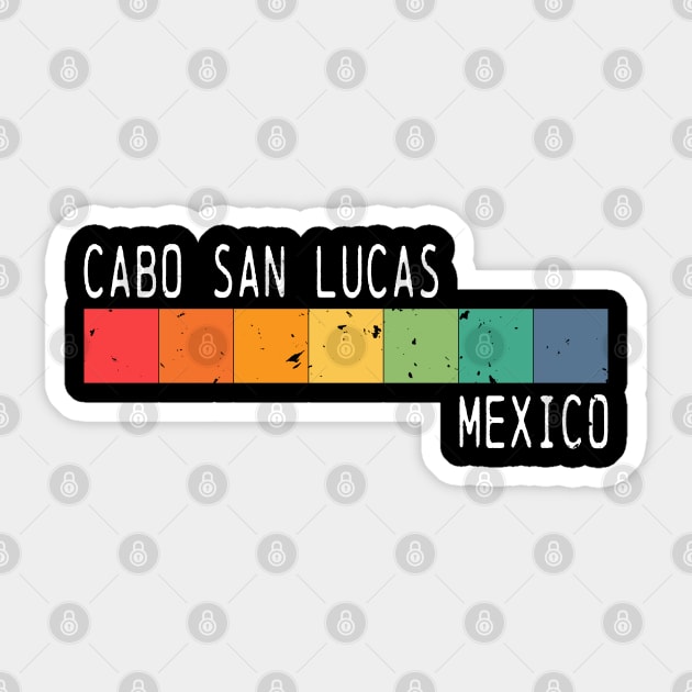 Cabo San Lucas Mexico Vacation Vintage Rainbow Design Sticker by FilsonDesigns